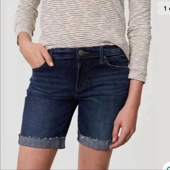 The Loft Bermuda Denim Dark Wash Jean Roll Up Shorts - Picture 1 of 10